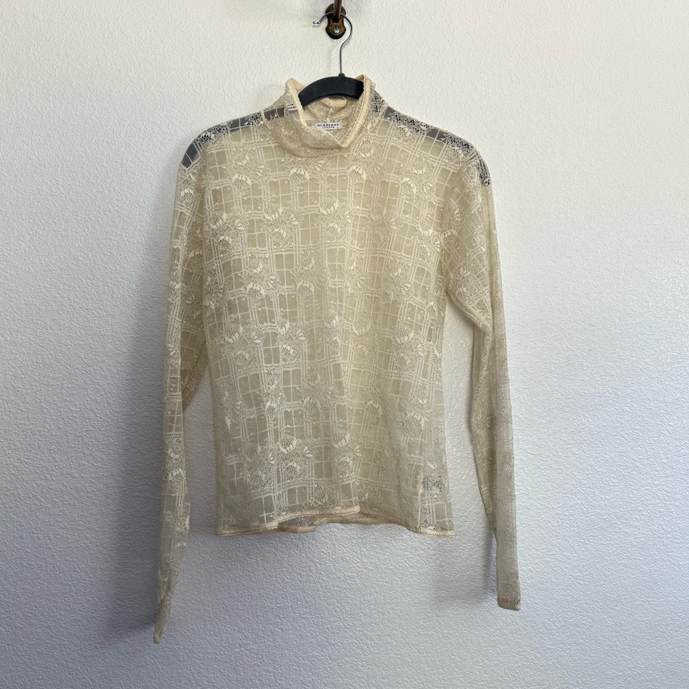 Burberry Cream Lace Long Sleeve Top Medium